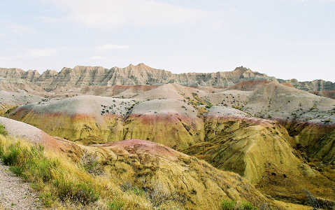 [Badlands yellow mounds]